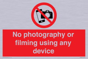 No photography or filming using any device